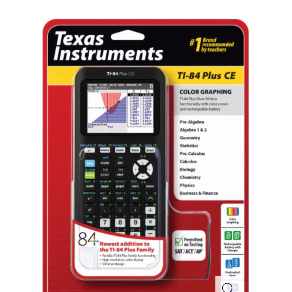 Texas Instruments TI-84 Plus CE Black Graphing Calculator in Retail Packaging